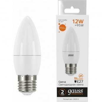 Лампа GAUSS ELEMENTARY Свеча 12W 950lm 3000K E27 LED