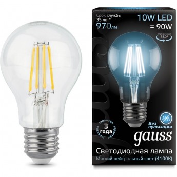 Лампа GAUSS LED BLACK FILAMENT A60 E27 10W 4100К