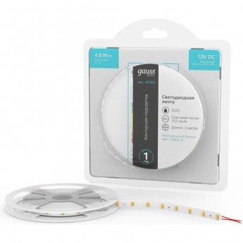 Лента GAUSS BASIC LED 2835/60 12V 4,8W/m 312lm/m 4000K 8mm IP20 3m