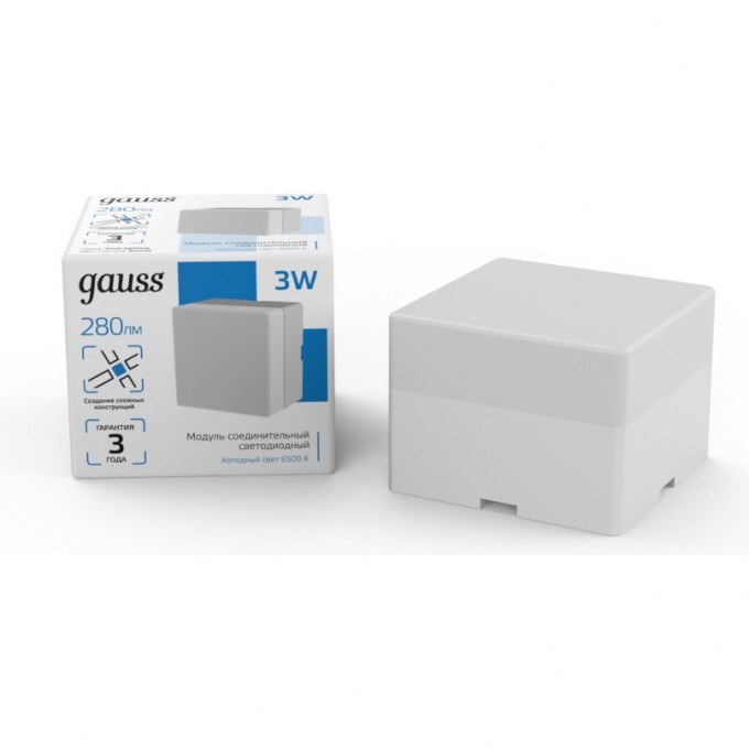 Модуль квадратный светодиодный GAUSS IP40 70*70*55мм 3W 280Лм 6500К Shop Lighting белый 1/100 883564348